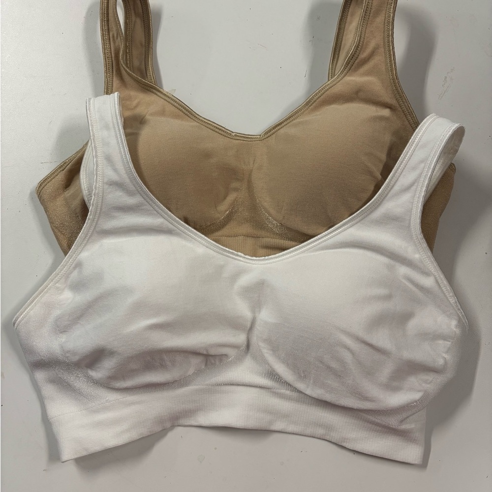 Bali Seamless Wire Free Bra Set - White and Tan